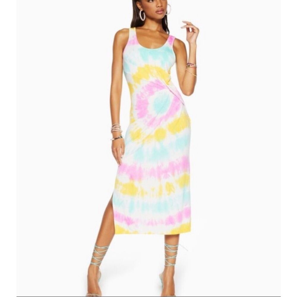 Ramy Brook Ashley Tie Dye Rainbow Printed Sleeveless Midi Sunny Dress Size XS